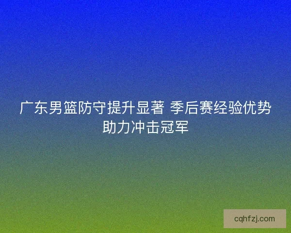 广东男篮防守提升显著 季后赛经验优势助力冲击冠军